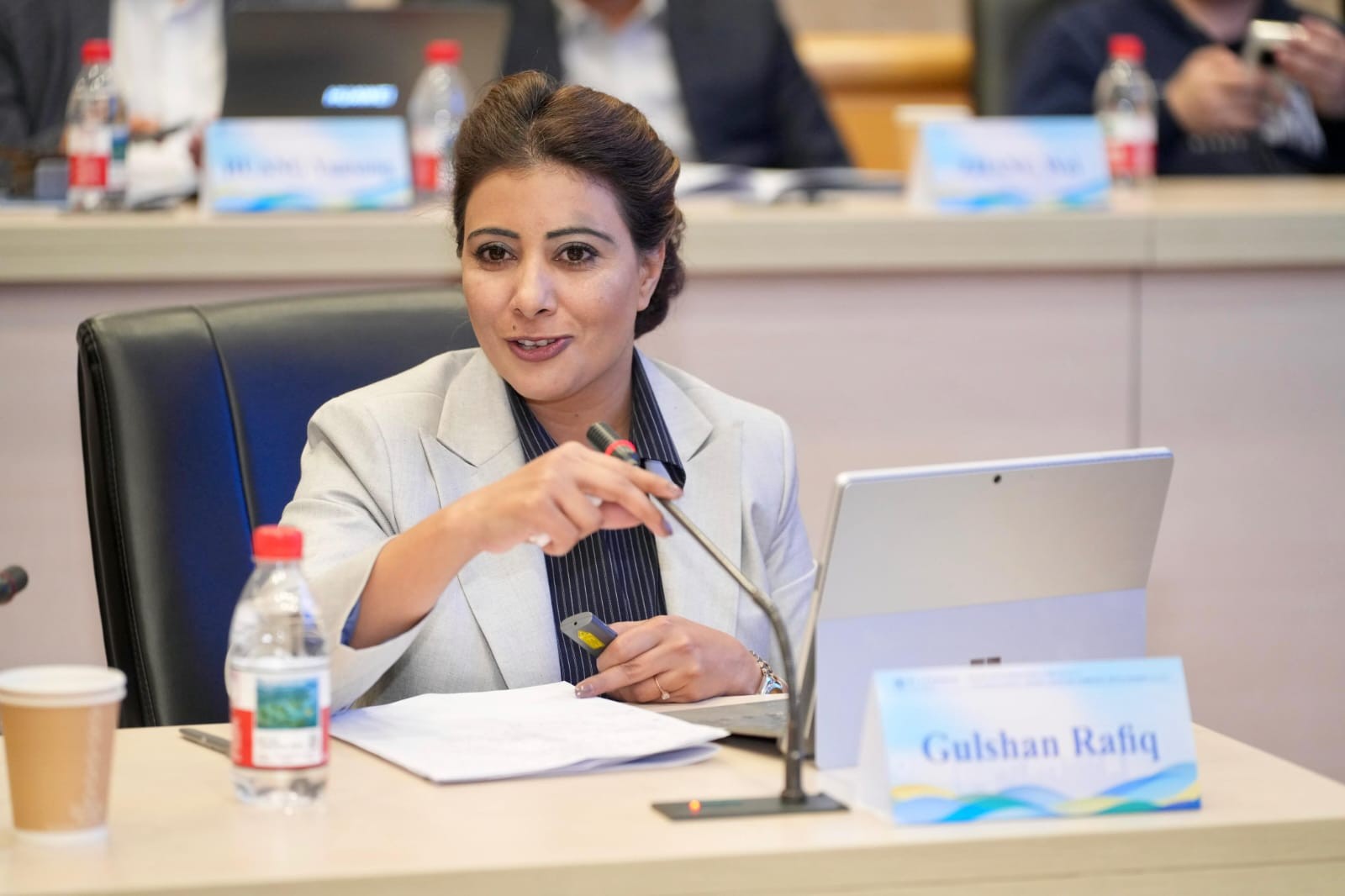 Dr. Gulshan Rafique speaking at academic conference